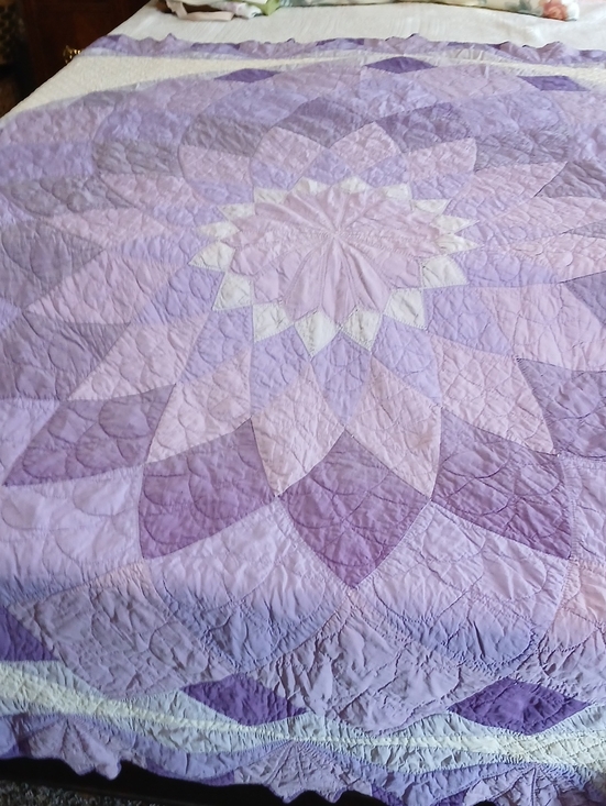 Other - Vintage Handmade Lavender Starburst Patchwork Quilt - Unbranded